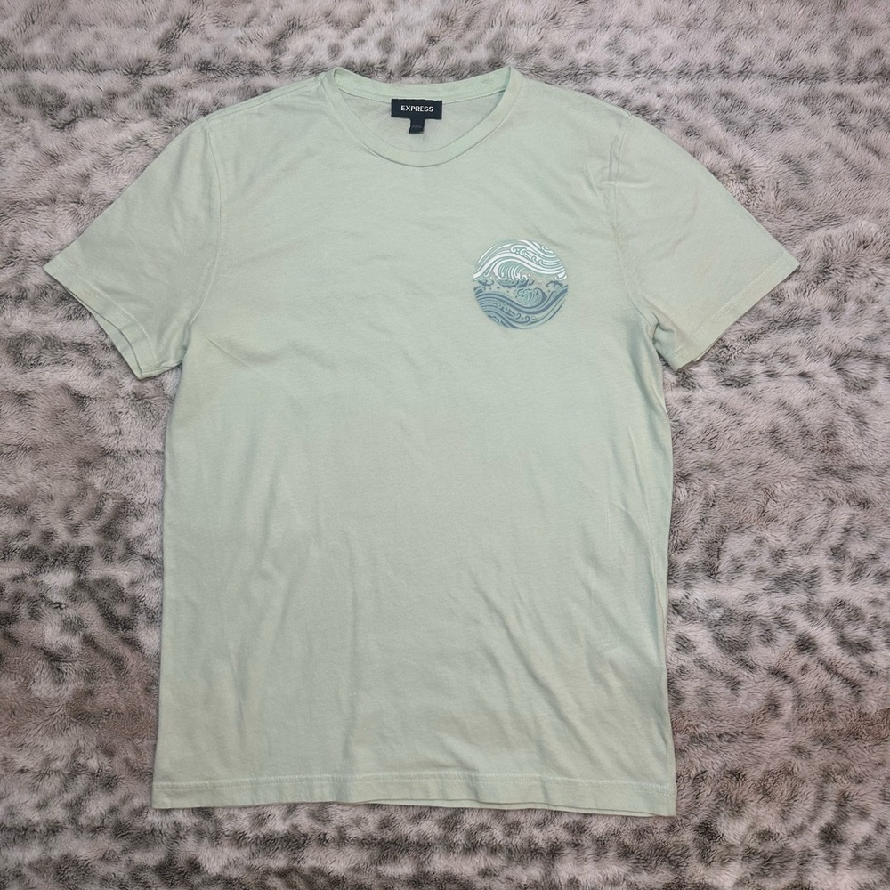 Express T shirt M men Graphic Crew Neck Short Sleeve  light green